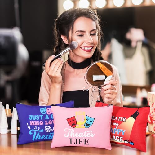 Reginary 12 Pcs Theater Makeup Bags Bulk Theater Gifts for Women Musical Broadway Cosmetic Bags Zipper Pouch Drama Comedy Tragedy Mask Gifts for Theatre Lovers Actors and Students2