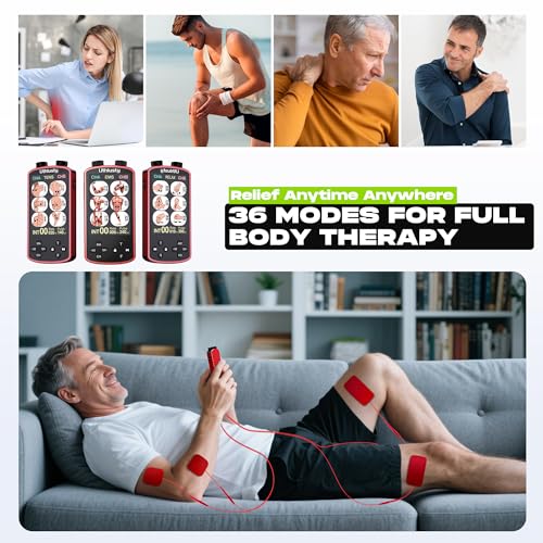 Image of TENS Unit Muscle Stimulator with Color Display,Dual Channel TENS EMS Machine with Customizable Frequency&Pulse Width,36 Modes,20 Intensity Levels,Rechargeable Pain Relief Device-Red(Button Layout B)