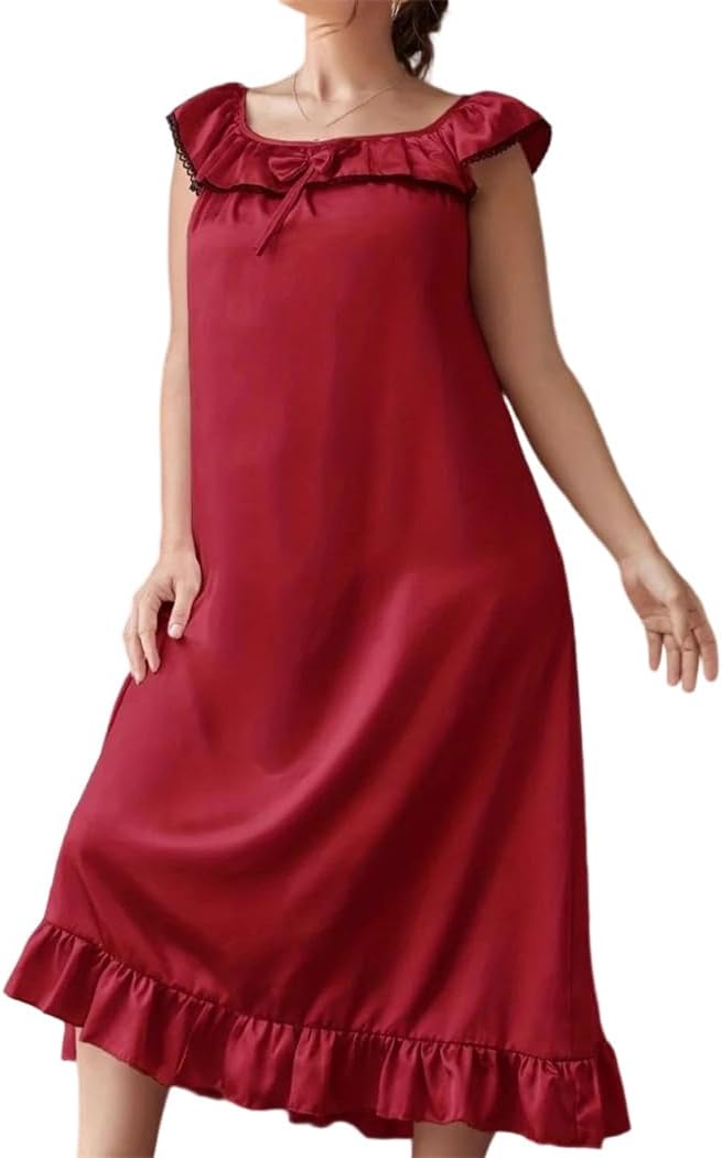 Womens Summer Satin Sleep Dress Sleeveless Loose Fit Summer Lounge Wear