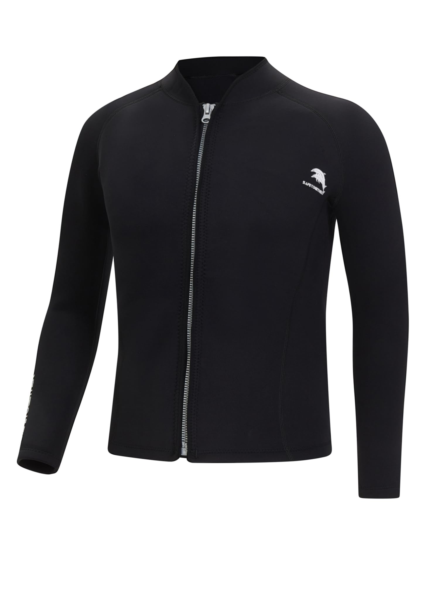 dPois Mens 2mm Neoprene Wetsuit Top Double Layer Thermal Bathing Suit Swim Jacket for Diving Surfing Black M