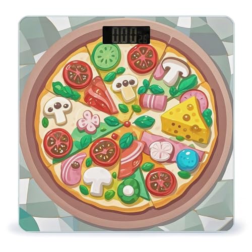 Báscula Digital Cute Pizza de Vidrio Templado con Pantalla LCD