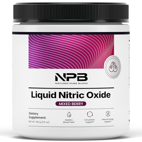 Image of Nature's Pure Blend Liquid Nitric Oxide Supplements for Men - L-Arginine Powder - Nitric Oxide Booster & Circulation Supplement - Blood Flow Support (Mixed Berry Nitric Oxide)