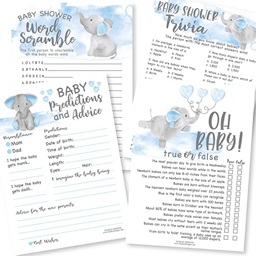 Jeux de fête prénatale pour garçons Hadley Designs - 50 cartes double face pour 25 invités