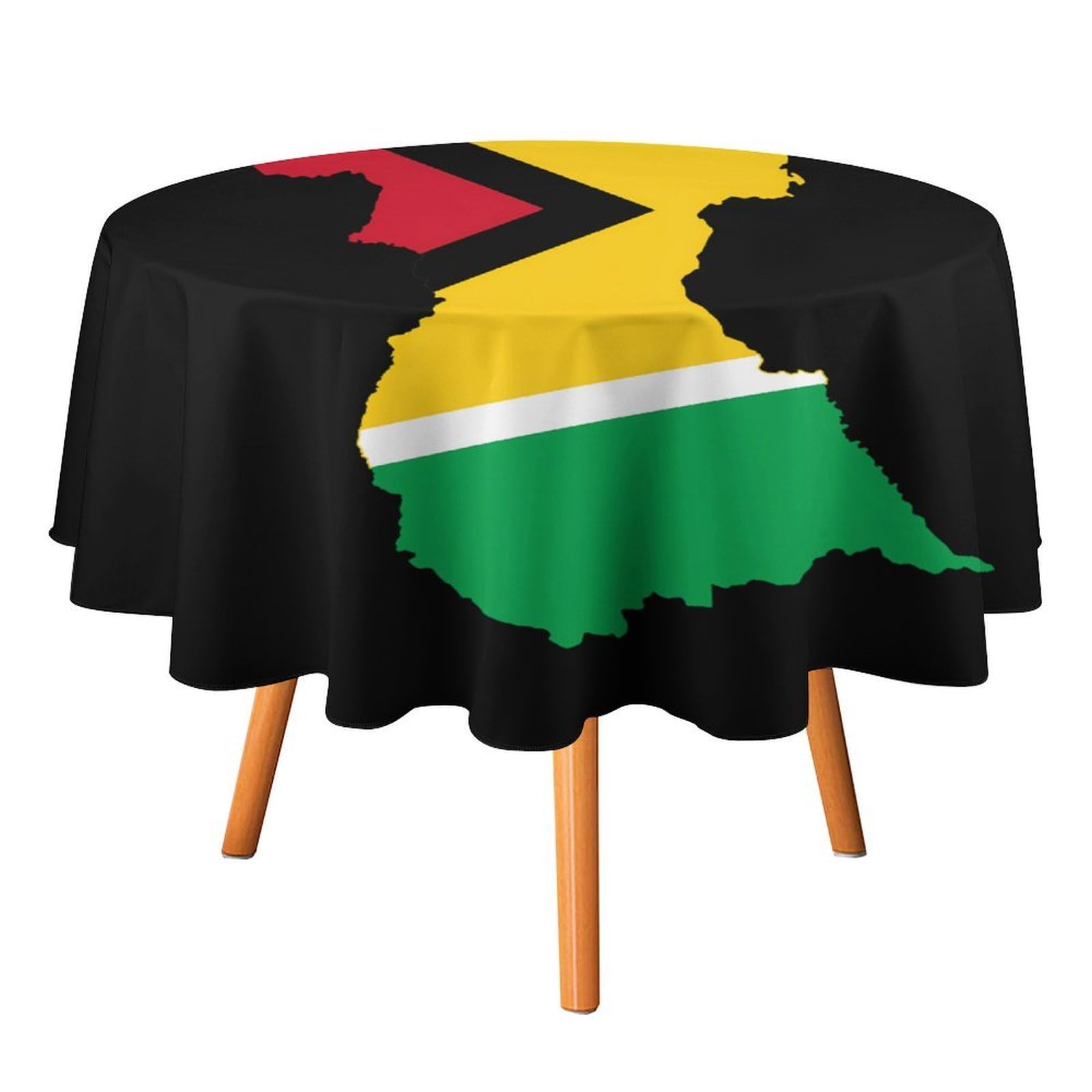 SMAZDFXX Flag Map of Guyana Round Tablecloth Table Cloth Cover Decorative Fabric for Kitchen Dining Parties