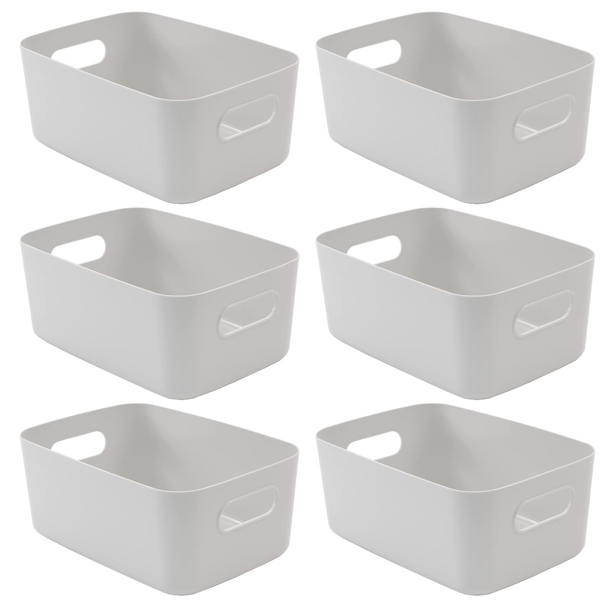 6 Scatole Portaoggetti In Plastica Con Manico - 25x16,5x10 Cm - Impilabili, Multicolori (Blu) - Per Cucina, Ufficio, Casa, Armadi