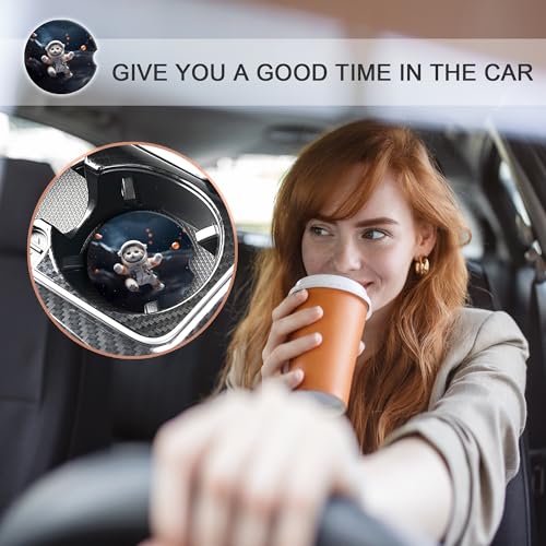 Portavasos para carros de cerámica, 2 piezas, diseño Cute Space Cat miniatura 5
