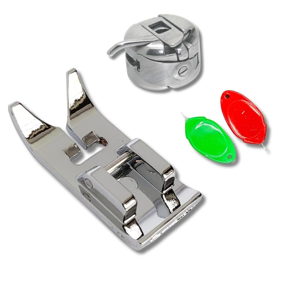 ZENITH Presser Foot, Bobbin Case & Needle Threader 4 Pc Combo Set for Embroidery Electric Sewing Machines Like Usha Janome, Singer 8280, Brother (Zigzag + Bobbin CASE + 2 THREADERS)-image-23