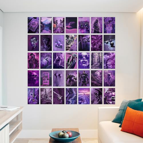 Image of Wallgasm Purple Aesthetic Poster Set - Set of 54, 4 x 6 Inches Wall Decor Poster - Posters For Bedroom, Living room, Office | Aesthetic Room Decor Items