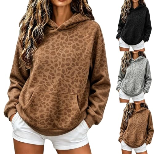 RODYETQQ Oversized Hoodies for Women Leopard Print Hoodie Camo Sweatshirt - image 1
