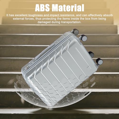 Image of 28 Inch ABS Hard Shell Large Luggage With Combination Lock and Side Hooks, Sliver