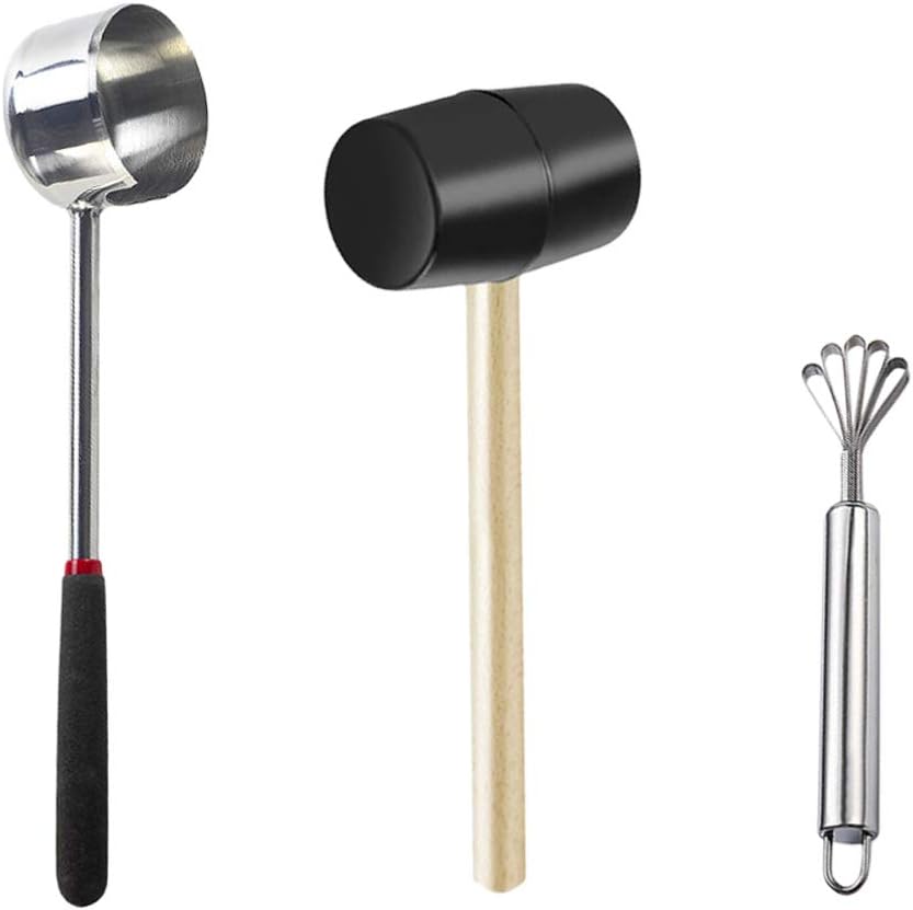 GANAZONO 1set Coconut Shell Openers Stainless Steel Coconut Tools for Easy Opening Meat Removal and Fresh Water Enjoyment for Home and Kitchen Use