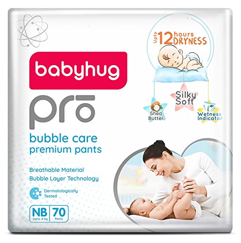 Image of babyhug Pro Bubble Care Premium Pant Style Diaper New Born (Nb), Unisex - Size - 70 Pieces