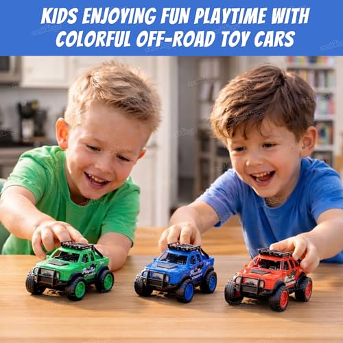 Image of Zest 4 Toyz Pickup Truck Toy for Kids Friction Powered Big Wheel Off Road Car Push and Go Vehicle Toy for Kids Assorted