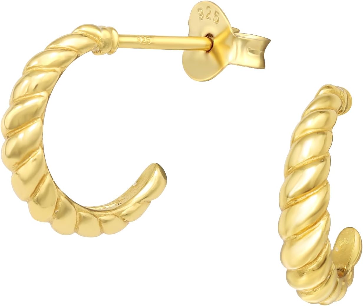 925 Sterling Silver Braided Half Hoop Earrings, Sold as a Pair