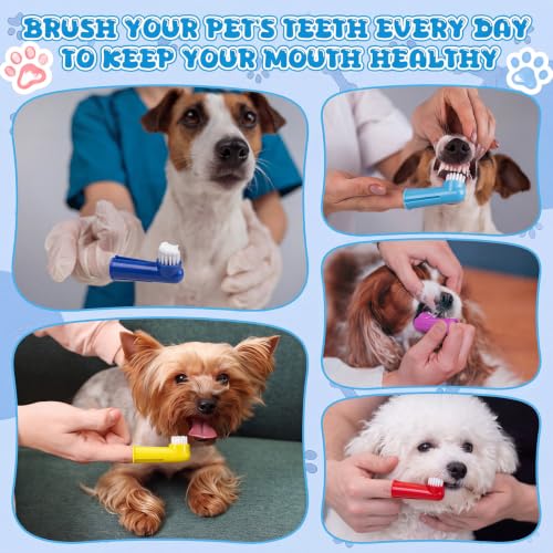 Image of Nuenen 150 Pcs Dog Toothbrush Finger Toothbrush Dental Brushes Puppy Tooth Brushing Kit for Large and Small Dogs Cats Most Pets Teeth Cleaning Oral Care Supplies(Popular Color)