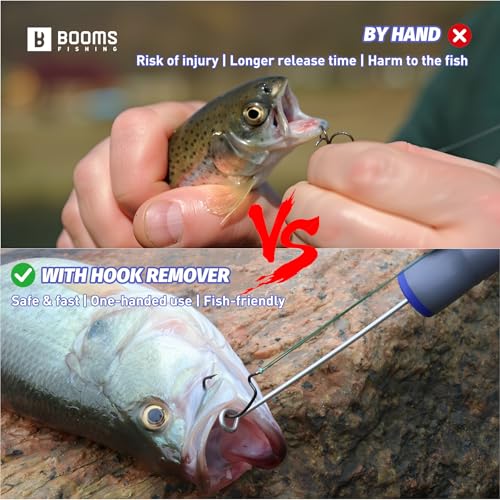 Booms Fishing Hook Remover Tool: 2pack Portable Dehooker Tools Saltwater - 7inch Fish Hook Quick Removal Device with Anti-Lost Lanyard, No Slip Ergonomic Design Handle Fishing Accessories, XW21