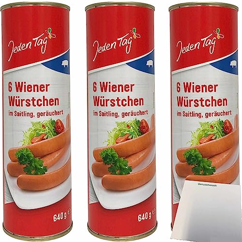 Jeden Tag Wiener Würstchen im Saitling geräuchert 3er Pack (18x50g) + usy Block