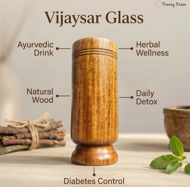 Image of Herbal Tumbler Ayurvedic Wooden Glass for Diabetic Health Benefits, 0.1 Liters