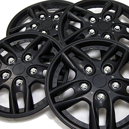Image of WC3-15-515-B - Pack of 4 Hubcaps - 15-Inches | Black | Style 515 Style Snap-On (Pop-On) Type Matte Black Wheel Covers Hub-caps