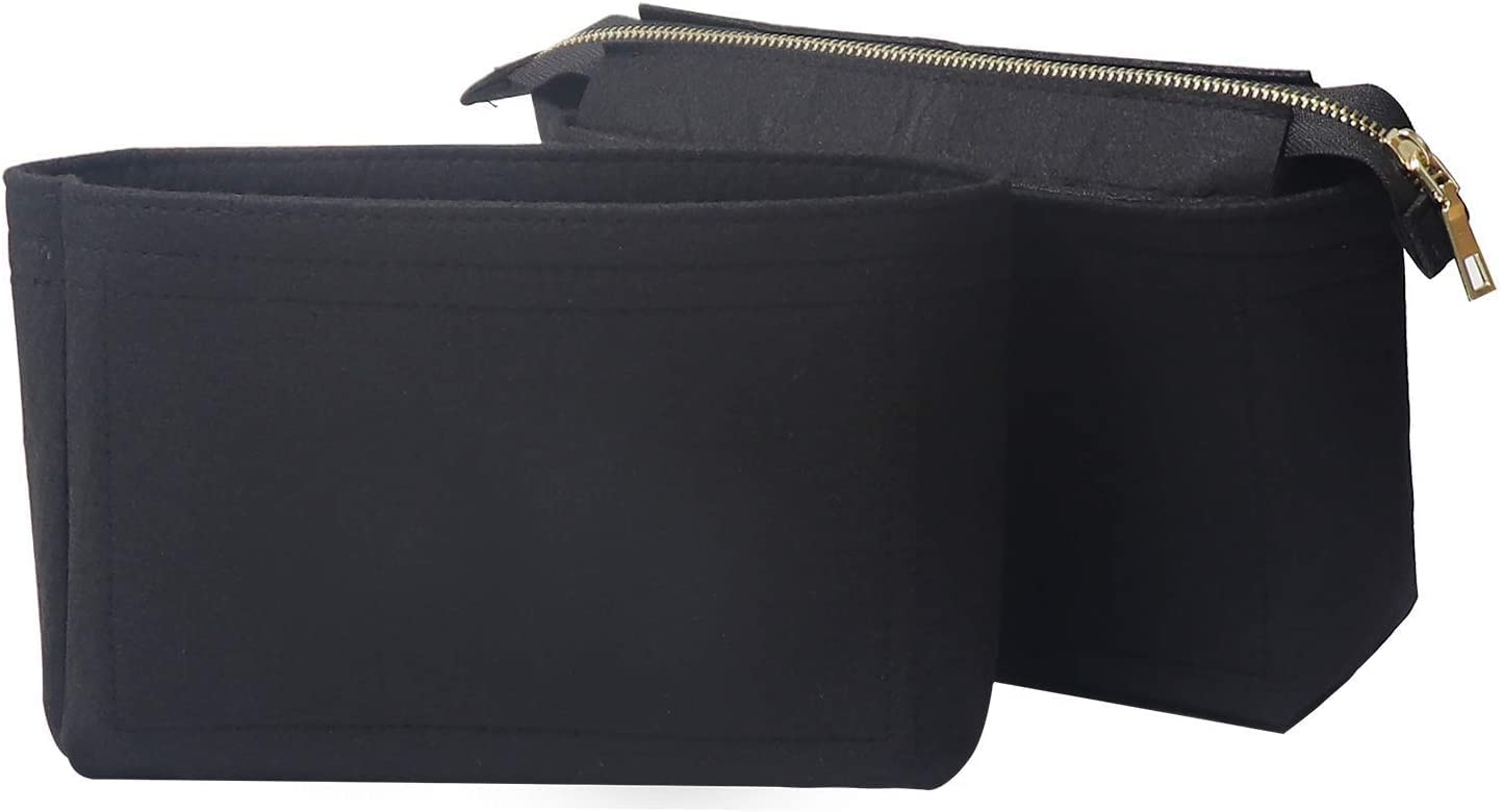 SYUTAM Women Felt Purse Organizer Insert for Handbag, Tote, Hobo Bag, Storage Purse Divider, Pack of 2 (Black)