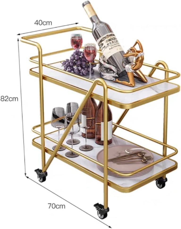 Image of Brown Art SHOPPEE 2 Tier Solid Metal Bar Trolley Serving Trolley Coffee Table Bar Trolley Serving with Wheel Home and Restaurant Mobile Cart for Food Serving Table for Living Room (Black)