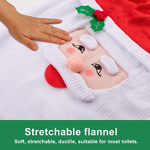 INCREWAY 3 Stücke Weihnachts Toiletten Dekorations, Flannel Santa Toiletten Badematten Set Dekorations – Bild 4
