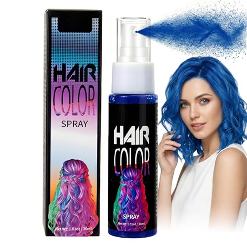 Blue Hair Colour Spray - Temporary Hair Colour Spray Coloured Hair Spray Wash Out for Parties Cosplay & Halloween 30ml Colour Hair Spray (Blue)