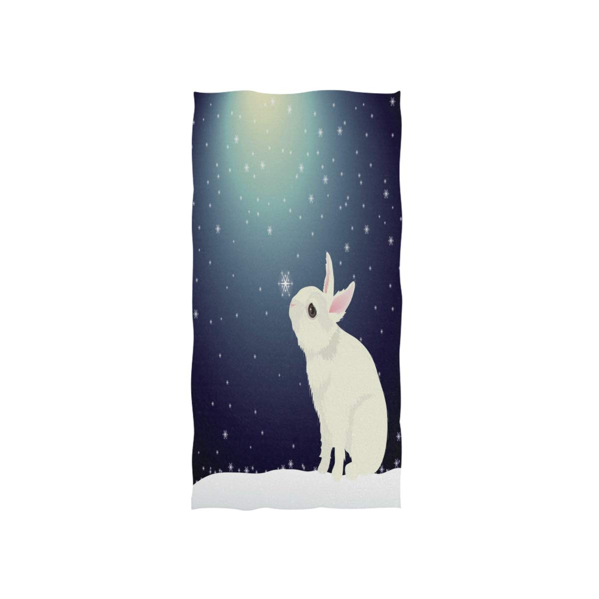 HUYGD White Rabbit Bunny Snowflake Christmas Soft Bath Hotel Spa Hand Gym Sport Towel 76 x 38 cm(30 x 15 Inches)