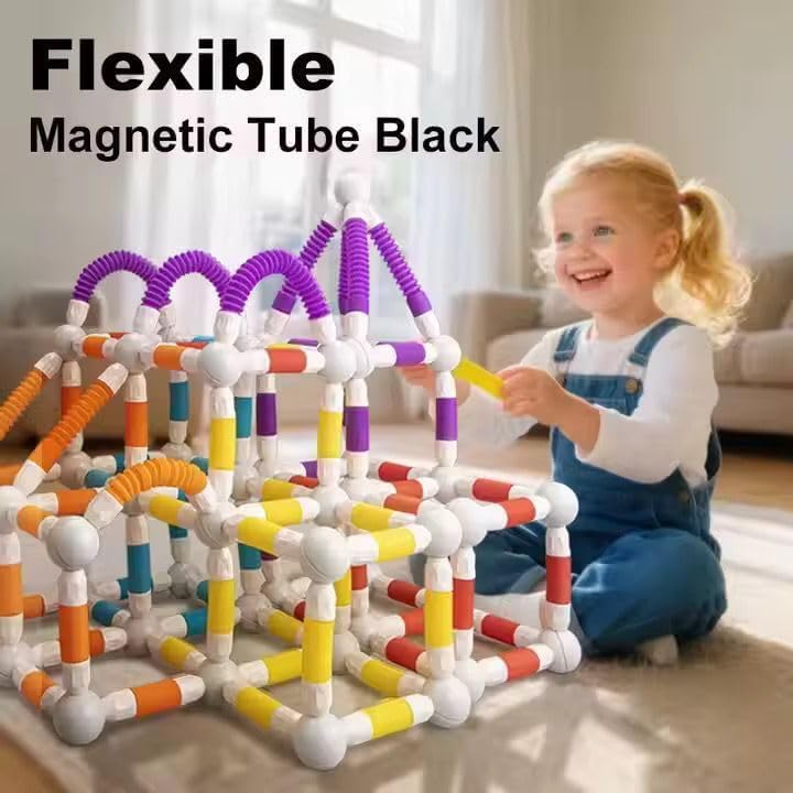 Image of LONGMIRE Plastic Baby and Toddler Baby First's Block Shape Sorter Colors ABCD Shape Toys for 1 Year Old Girl (Multi Color) (42 Flexible Magnetic Sticks)