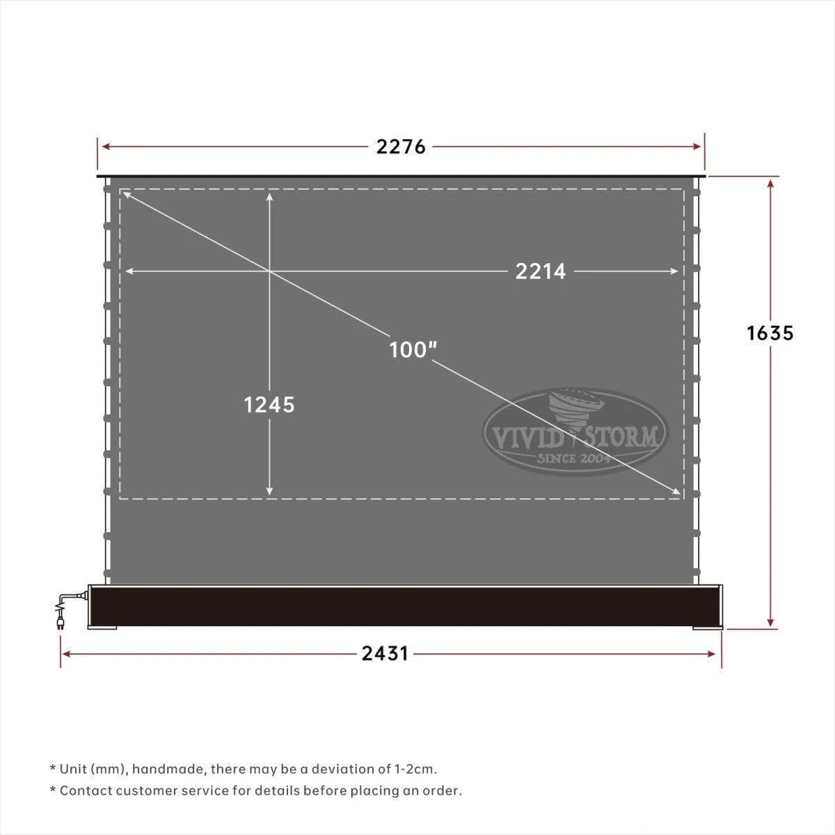 XGIMI & VIVIDSTORM 100" Motorized Floor Rising Projector Screen for Home Theater, Wrinkle-Free Surface, No Wall Mount Needed