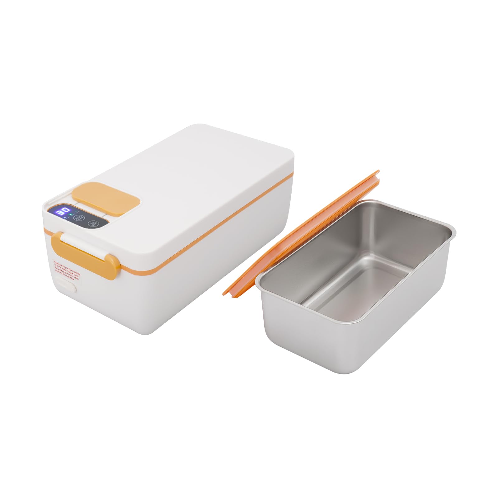 Ciotola riscaldata USB 40 W Batteria pranzo Box Riscaldante 1 L con LED Schermo e Borsa Isotermica Tempo Riscaldamento e Tempo Di Isolamento Regolabile Pentola Elettrica (Arancione+Bianco)