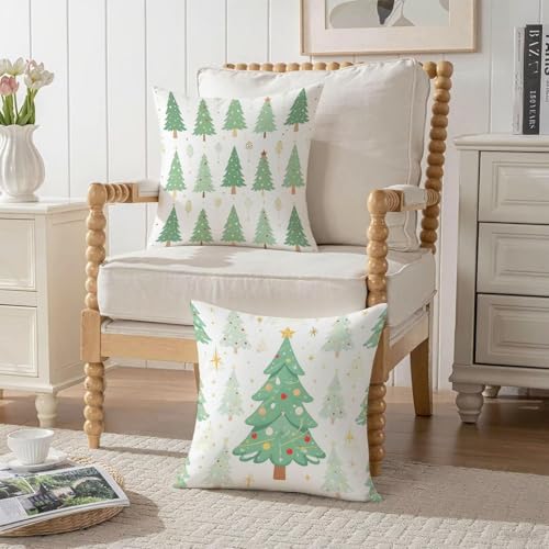 Housse coussin 65x65cm vert velours double face Noël imperméable lot de 2 - 4