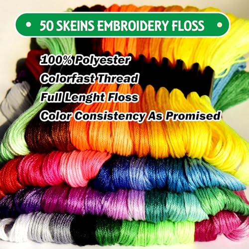 Le Paon LP0926 50 Skeins Embroidery Floss Rainbow Color Per Pack Cross Stitch Threads Friendship Bracelets Floss Crafts Floss thumb #2
