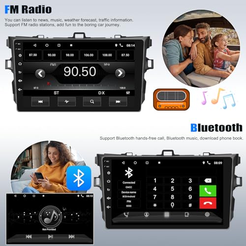 Estéreo automotivo Android 13 2+32G para Toyota Corolla 2006 2007 2008 2009 2010 2011 2012 com Carpl