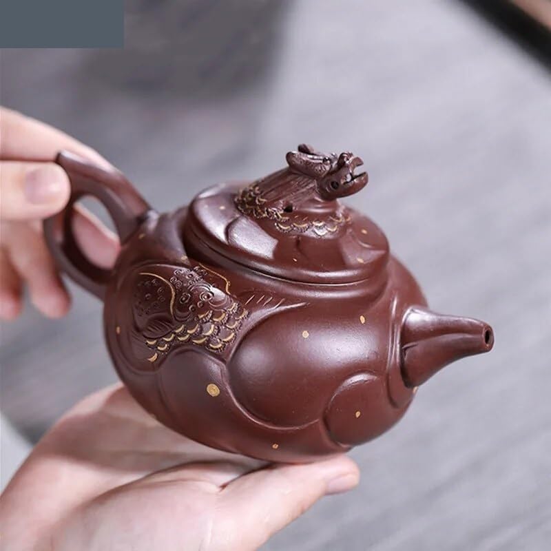 Teekanne, Reise-Teesets, handgeschnitzte chinesische Teekanne aus lila Sand, Kaffeekanne für Zuhause, tragbare Reise-Teekanne, Teekessel