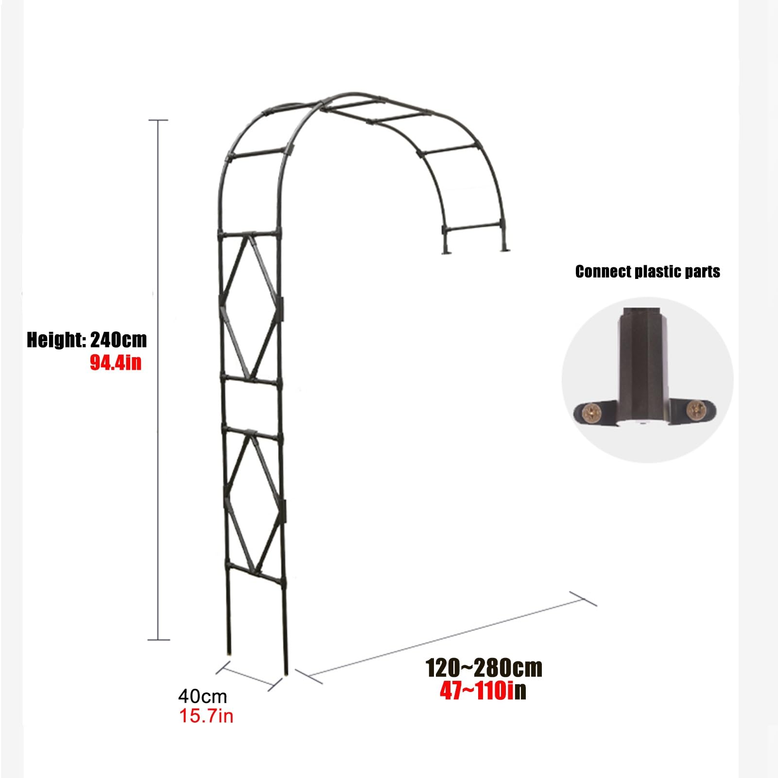 Metalowy łuk ogrodowy do roślin pnących, dekoracyjna pergola ślubna, świąteczna dekoracja ogrodowa, łatwa w montażu kratka podwórkowa na trawnik i dekoracje imprezowe