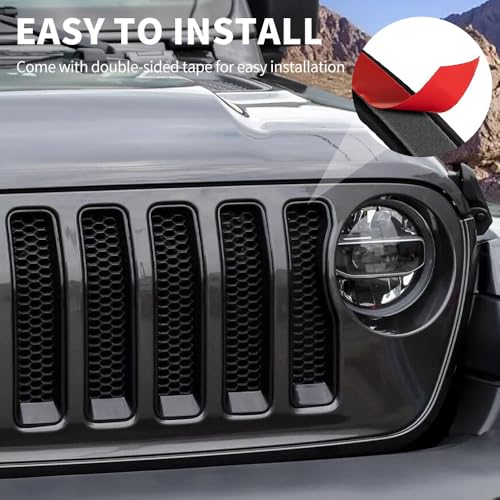 Image of MAXDOM 9PCS Grille Inserts Headlight Covers Set Fits for (2018-2023) Wrangler JL Sahara and Gladiator JT partial models Part#6KM35MRCAA Black