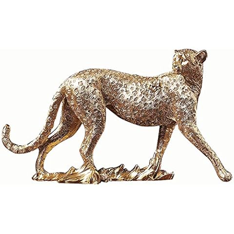 Uziqueif Leopard Panther Statue Sculpture Ornaments, Resin Crafts Vintage Leopard Sculpture Jaguar Sculpture, Nordic Style Modern Resin Statue Animal Model Home Decoration Cover