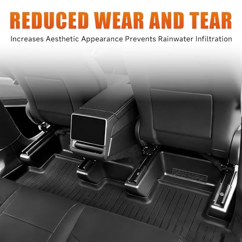 Image of Front Seat Rail Protectors Compatible with Tesla Model Y Juniper 2025-2026 5-Piece TPE Track Cover Guards Under Seat Floor Mat Protectors