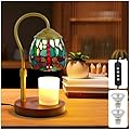 Candle Warmer Lamp Tiffany Style Dragonfly, with Timer Dimmer Adjustable Height, Stained Glass Candle Warmer Lamp with 2 Bulbs, Vintage Home Decor Gift, Wax Melt Warmer for Scented Jar Candles