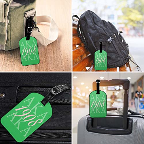 Aka 1908 Luggage Tags Pink Green Simple Creative Lettering As Known As Abbreviation Privacy Cover ID Label with Strap and Address Card for Travel Bag Suitcase, 1 Pack4