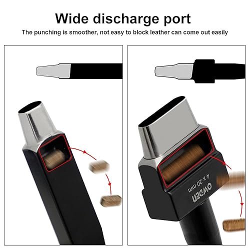 Miniatura 3 de Juego profesional de 20 piezas de punzón oblongo, juego de punzones ovalados de cuero, herramientas de trabajo de cuero, 19 tamaños con una
