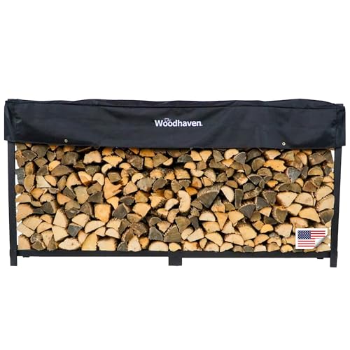 Woodhaven 8-Foot Firewood Rack – American Brand – 1/2 Cord Raised Lumber Storage Rack – Keeps...