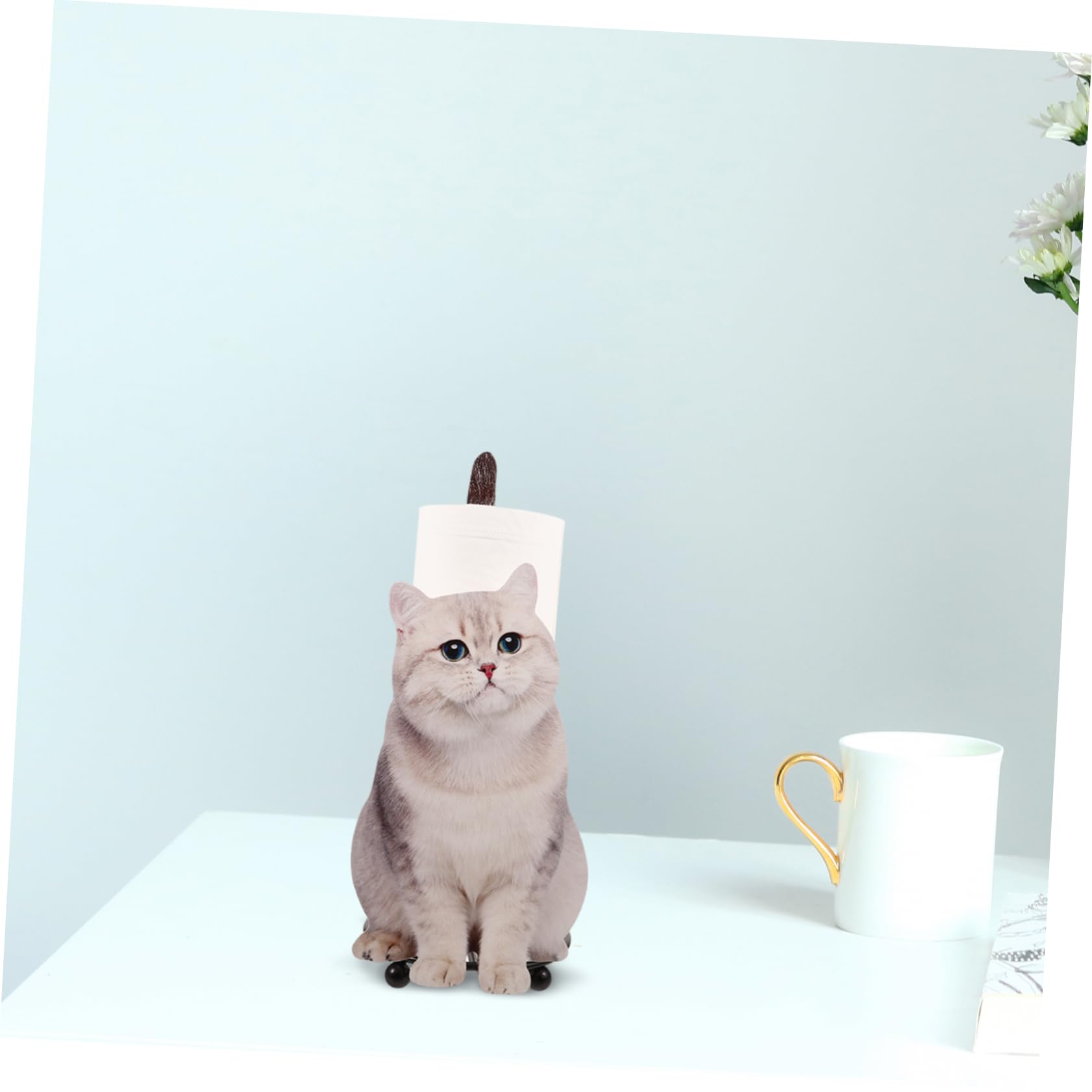 SOLUSTRE Porte-Papier Toilette en Fer de Chat Mignon Rangement pour Rouleau, Accessoire Décoratif Compact pour Salle de Bain et Salon