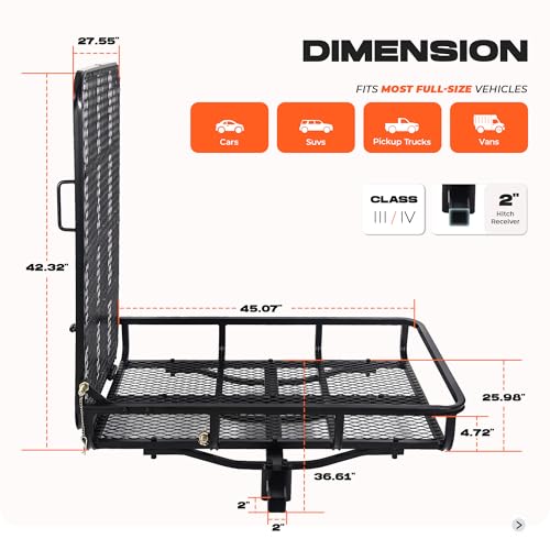 Image of ALMULOO Hitch Mount Carrier with Folding Ramp for Wheelchairs and Lawn