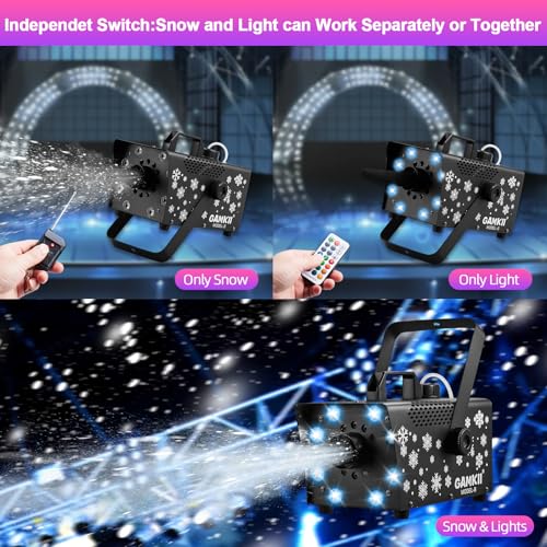 800w snow machine speed control snow maker with 8 led lights amp 13 lighting color amp 4 lighting mode snowflake making machine for outdoor backyard christmas wedding party and stage