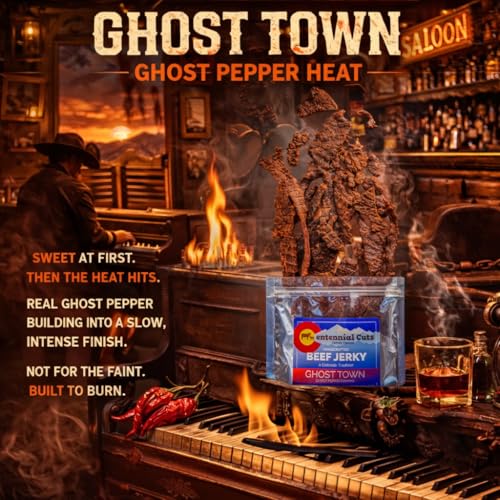 Image of Centennial Cuts Beef Jerky - Ghost Town Ghost Pepper - High Protein, Bold Ghost Pepper Heat - 7 oz Snack