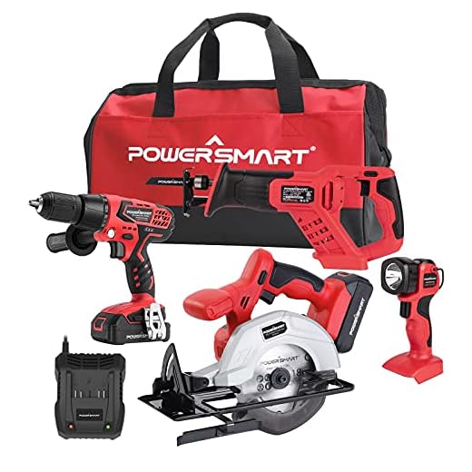 PowerSmart Combo Kit, 4-Tool Combo Kit, 20V Cordless Drill/Saw Combo Kit, Cordless 1/4" Impact Driver, Cordless Circular Saw, Reciprocating Saw, LED Flashlight, 4-Tool Included, PS76400C