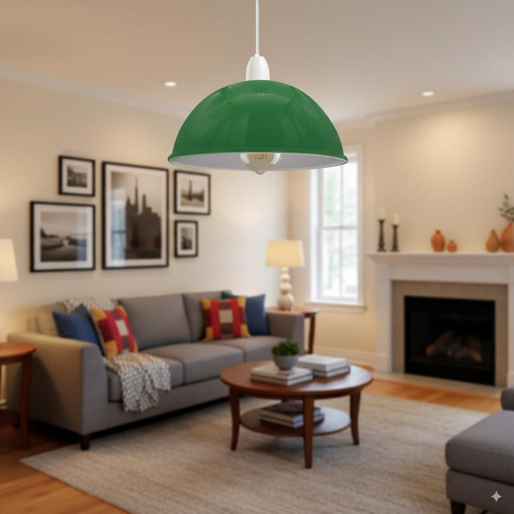 GreenLamp Shade for Ceiling Easy Fit Light Shade Vintage 2 Pack of Metal 21cm Dome Shaped Replacement Ceiling Light Shade Pendant Light Lampshade for Living Rooms bedrooms Kitchen Dining Room - Image 2