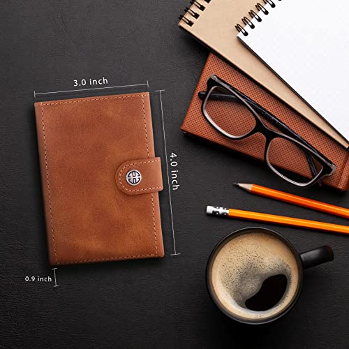 TRUSADOR Venice Men & Women Leather Trifold Wallets RFID Blocking Front Pocket Wallet (Cognac Vintage, With Coin Pocket)4